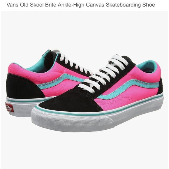 Vans Old Skool (Brite) Black/Neon Pink Women' s 10 Mens 8.5  Skater Y2K - Picture 2 of 11